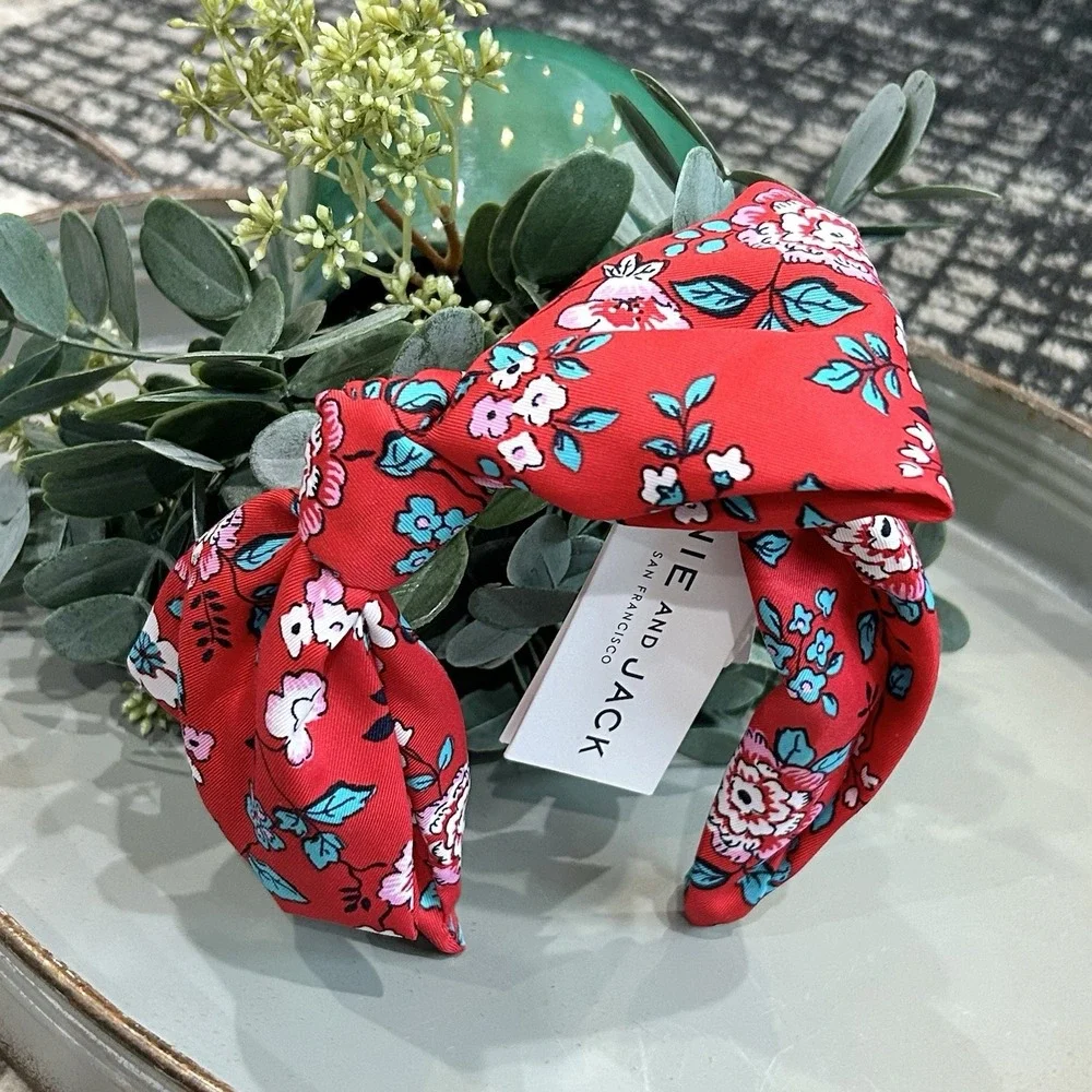 Janie and Jack‎ Toddler Girls Red Floral Headband with Bow NEW One Size